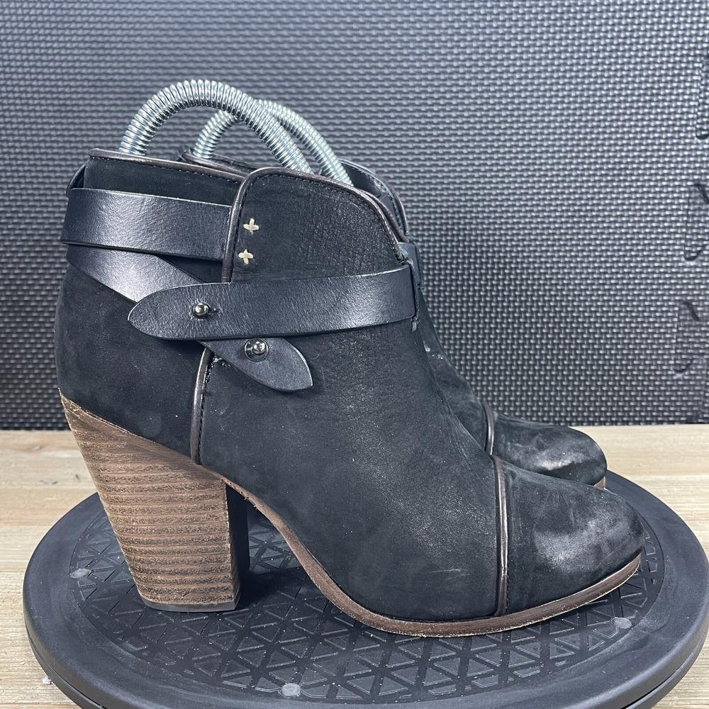 Rag & Bone Womens Harrow Black Suede Booties Heeled Size EU 37.5 US 7.5